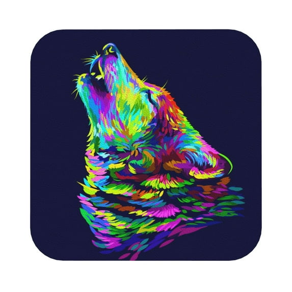 Balery 6 Pcs Howling Wolfleather Coasters Set, Drink Table Cup Coasters For Living Room Kitchen Coffee Decor
