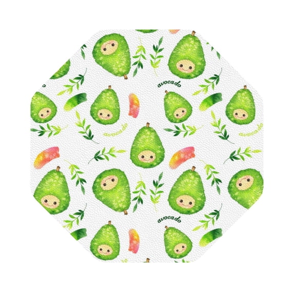 Balery 6 Pcs Kawaii Avocadoleather Coasters Set, Drink Table Cup Coasters For Living Room Kitchen Coffee Decor