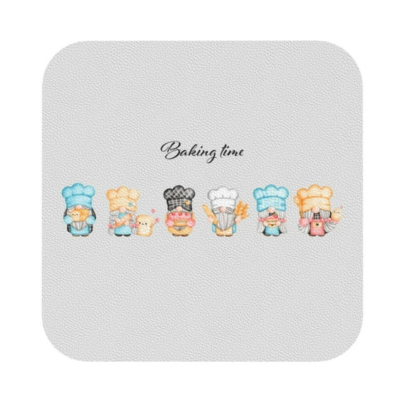 Balery 6 Pcs Little Chef Gnomeleather Coasters Set, Drink Table Cup Coasters For Living Room Kitchen Coffee Decor