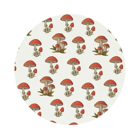 Balery 6 Pcs Mushroomleather Coasters Set, Drink Table Cup Coasters For Living Room Kitchen Coffee Decor