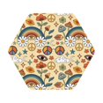 thumbnail image 1 of Balery 6 Pcs Mushrooms And Rainbows Peaceleather Coasters Set, Drink Table Cup Coasters For Living Room Kitchen Coffee Decor, 1 of 9