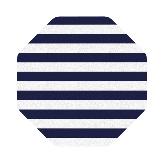 Balery 6 Pcs Navy Blue And White Stripesleather Coasters Set, Drink Table Cup Coasters For Living Room Kitchen Coffee Decor