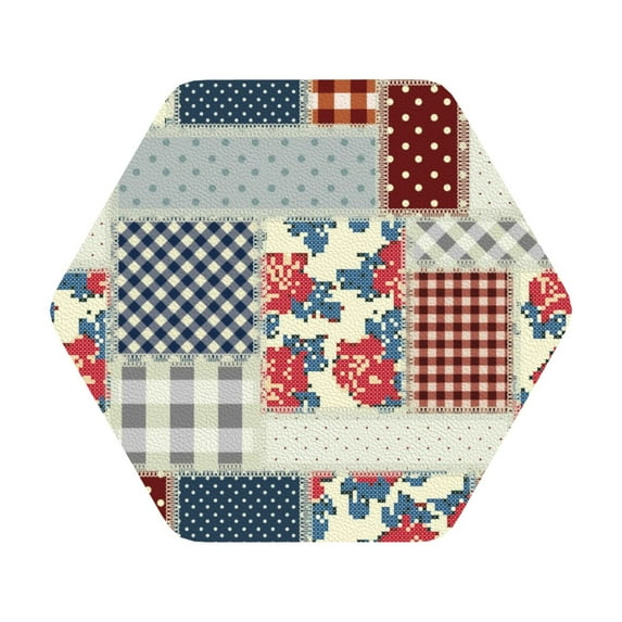 Balery 6 Pcs Patchwork In Country Styleleather Coasters Set, Drink Table Cup Coasters For Living Room Kitchen Coffee Decor