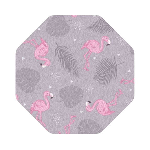 Balery 6 Pcs Pink Flamingoleather Coasters Set, Drink Table Cup Coasters For Living Room Kitchen Coffee Decor