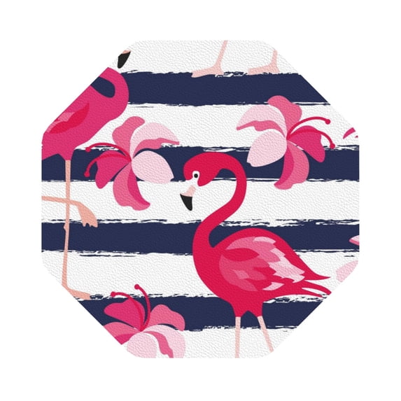 Balery 6 Pcs Pink Flamingosleather Coasters Set, Drink Table Cup Coasters For Living Room Kitchen Coffee Decor