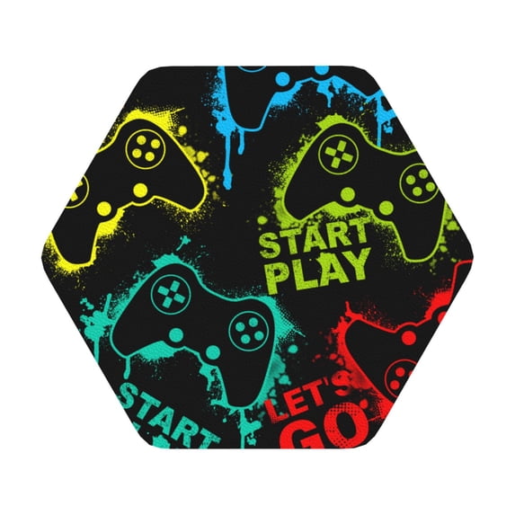 Balery 6 Pcs Play Game Startleather Coasters Set, Drink Table Cup Coasters For Living Room Kitchen Coffee Decor