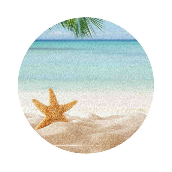 Balery 6 Pcs Starfish In Beachleather Coasters Set, Drink Table Cup Coasters For Living Room Kitchen Coffee Decor