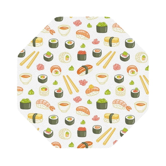 Balery 6 Pcs Sushi And Rollsleather Coasters Set, Drink Table Cup Coasters For Living Room Kitchen Coffee Decor