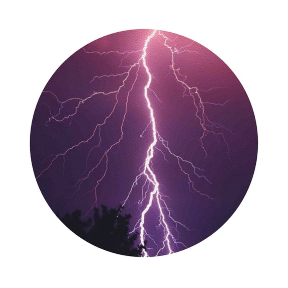 Balery 6 Pcs Thunderstorm Violet Purpleleather Coasters Set, Drink Table Cup Coasters For Living Room Kitchen Coffee Decor