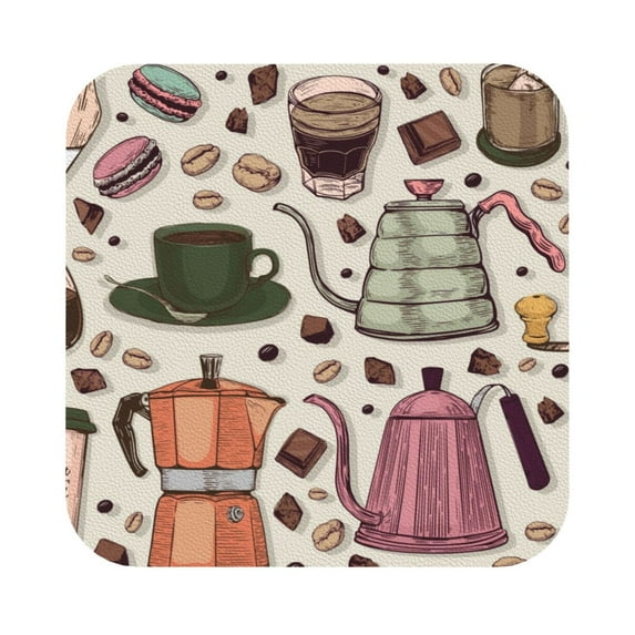 Balery 6 Pcs Vintage Coffeeleather Coasters Set, Drink Table Cup Coasters For Living Room Kitchen Coffee Decor