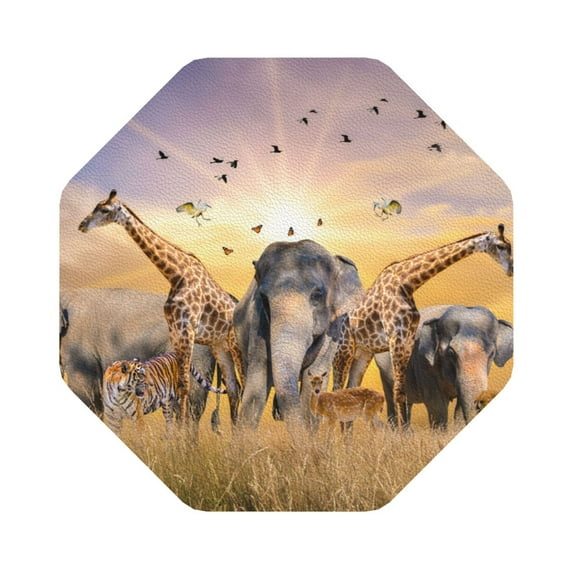 Balery 6 Pcs Vintage Wildlife Protectionleather Coasters Set, Drink Table Cup Coasters For Living Room Kitchen Coffee Decor