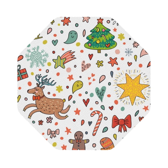 Balery 6 Pcs Winter Christmas And New Year Deerleather Coasters Set, Drink Table Cup Coasters For Living Room Kitchen Coffee Decor