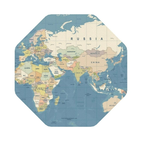 Balery 6 Pcs World Mapleather Coasters Set, Drink Table Cup Coasters For Living Room Kitchen Coffee Decor