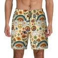 thumbnail image 1 of Balery 70s Hippie Style Mens Swim Trunks Swim Shorts for Men Quick Dry Inseam Beach Shorts with Compression Liner Pocket-Small, 1 of 9
