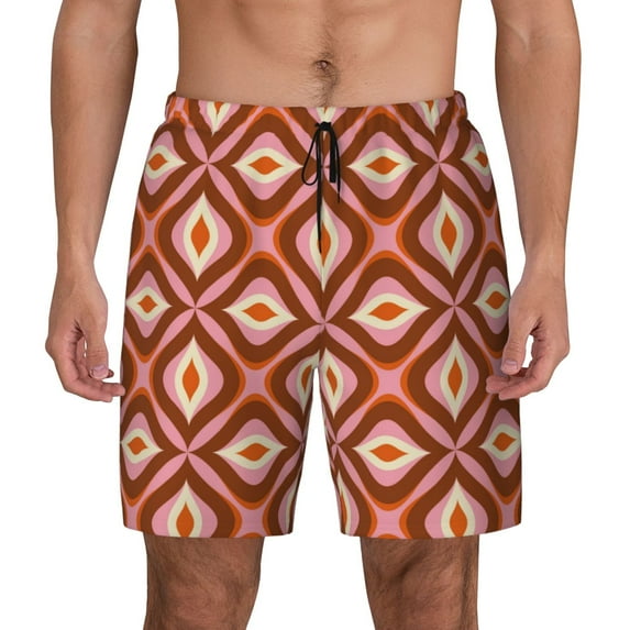 Balery 70s Retro Style Mens Swim Trunks Swim Shorts for Men Quick Dry Inseam Beach Shorts with Compression Liner Pocket-Large