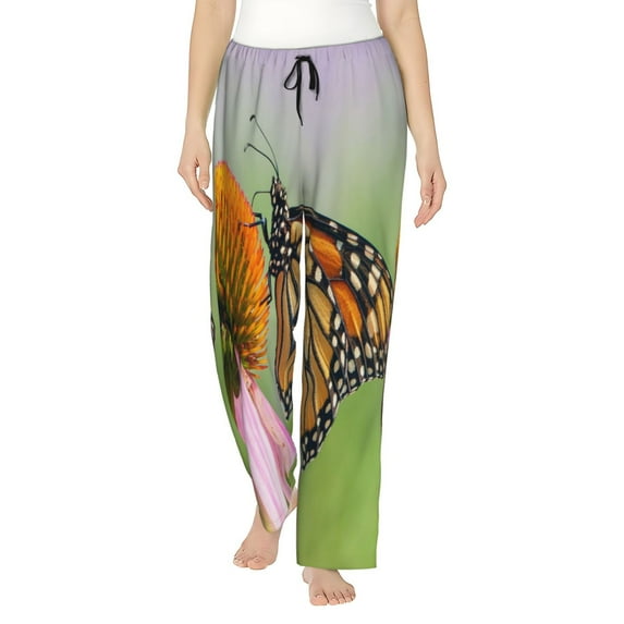 Balery A monarch butterfly print Women's Pajama Pants,Ultra Lightweight Pjs,Lounge Pant-Medium