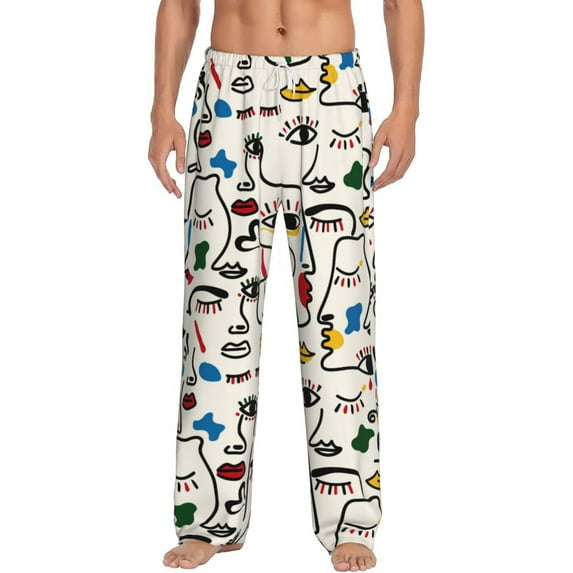 Balery Aabstract Eyes print Men's Pajama Pants,Ultra Lightweight Pjs,Lounge Pant-X-Large