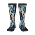 thumbnail image 1 of Balery Abstract Blue Squares Printed Novelty Socks Men's Women's Crew Socks Sports Socks Knee High Socks Cotton Socks Quirky and Cool Socks, 1 of 9