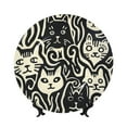 thumbnail image 1 of Balery Abstract Cat Faces Pattern Print Bone China Decorative Plate Ceramic Dinner Plates Art Crafts with Display Stand-7in, 1 of 6