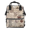 thumbnail image 1 of Balery Abstract Coffee Pattern With Letters Mummy Backpack - Waterproof Twill Canvas, Large Capacity Diaper Bag with Multiple Pockets and Adjustable Straps, 1 of 6