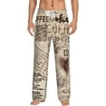 thumbnail image 1 of Balery Abstract Coffee Pattern With Letters print Men's Pajama Pants,Ultra Lightweight Pjs,Lounge Pant-Small, 1 of 9