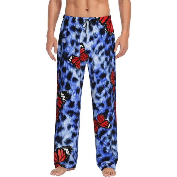 Balery Abstract Colorful Butterflies print Men's Pajama Pants,Ultra Lightweight Pjs,Lounge Pant-X-Large