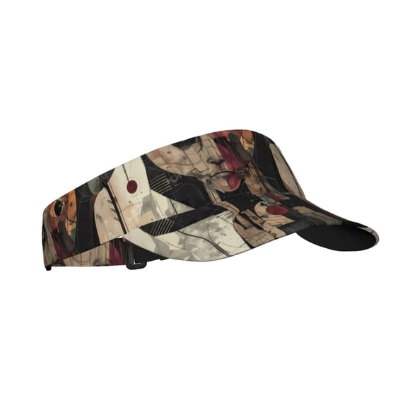 Balery Abstract Geometric Faces Sport Wear Athletic Visor Sun Sports Visor Hat Visor Adjustable Cap for Women and Men (One Size)