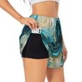 thumbnail image 1 of Balery Abstract Ocean Currents Pattern Women's Running Shorts with Liner 2 Pockets Elastic Workout Athletic Gym Yoga Shorts-Large, 1 of 7