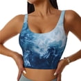 thumbnail image 1 of Balery Abstract Ocean Waves Pattern Racerback Sports Bras for Women - Padded Seamless High Impact Support for Yoga Gym Workout Fitness-X-Large, 1 of 8