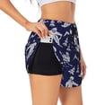thumbnail image 1 of Balery Abstract Skiing Pattern Women's Running Shorts with Liner 2 Pockets Elastic Workout Athletic Gym Yoga Shorts-X-Large, 1 of 7