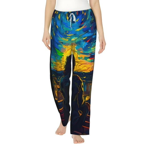 Balery Abstract Starry Sky print Women's Pajama Pants,Ultra Lightweight Pjs,Lounge Pant-Small