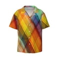 thumbnail image 1 of Balery Abstract Watercolors Tartan Men's Casual Button Down Shirt Short Sleeve Textured Summer Cuban Beach Shirts-XX-Large, 1 of 7