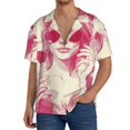 thumbnail image 1 of Balery Ace Of Diamonds Lady Men's Casual Button Down Shirt Short Sleeve Textured Summer Cuban Beach Shirts-XX-Large, 1 of 1