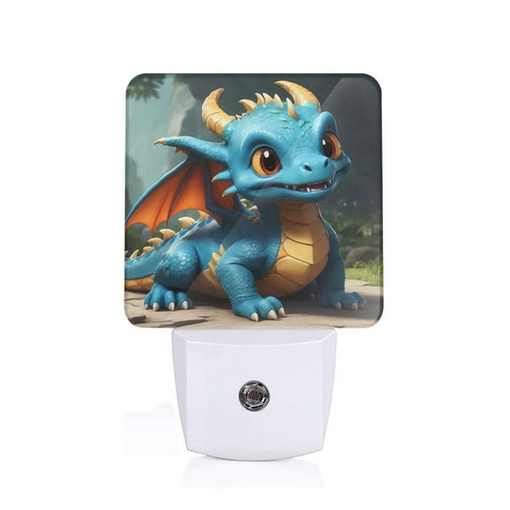 Balery Adorable Blue Baby Dragon Pattern LED Night Light with Automatic Sensor Plug in Night Light with Dusk-to-Dawn Light Sensor LED Nightlight 0.5W-US
