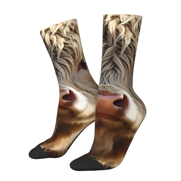 Balery Adorable Flower Field Cow Pattern Crew Socks Unisex– Soft & Breathable Socks for Men & Women, One-Size Fits Most (US 5-11), Comfortable & Durable for Daily Wear