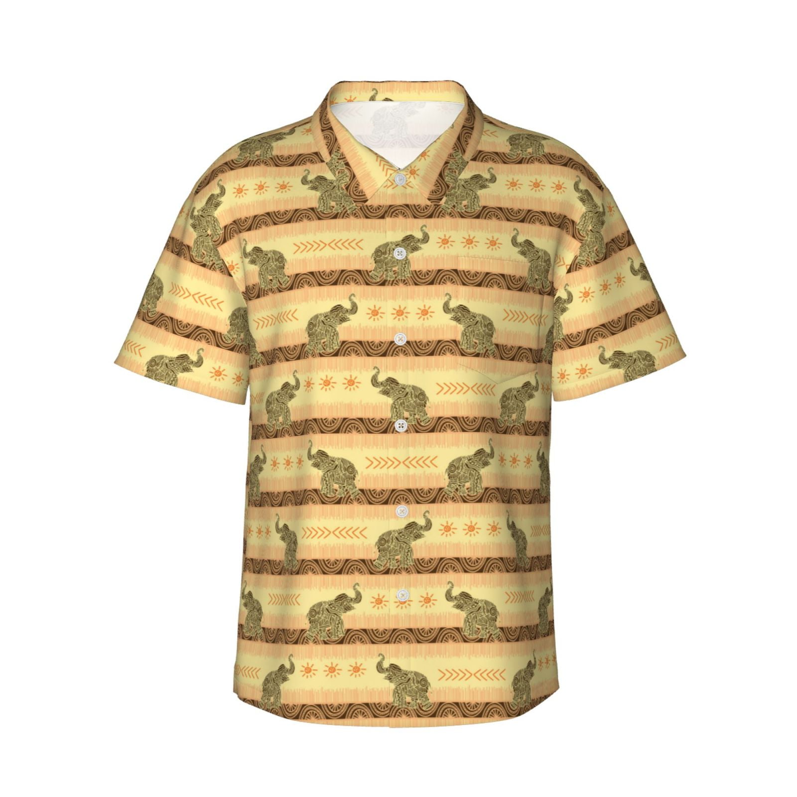Short sleeve shirt - Khaki material with elephant and lion motif