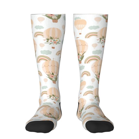 Balery Air Balloon And Flower Fun Novelty Socks Men'S Women'S Crew Socks Funny Crazy Novelty Socks Quirky And Cool Socks