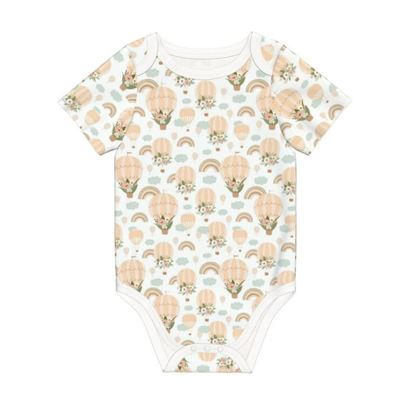 Balery Air Balloon and Flower Pattern Baby Climbing Clothes Infant Bodysuit Cute Infant Bodysuit Baby Romper-12 Months