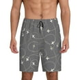 thumbnail image 1 of Balery Airplane Routes Around The World Men's Cotton Knit Pajama Shorts Waistband & Pockets,Short Pajama Pants-Large, 1 of 8