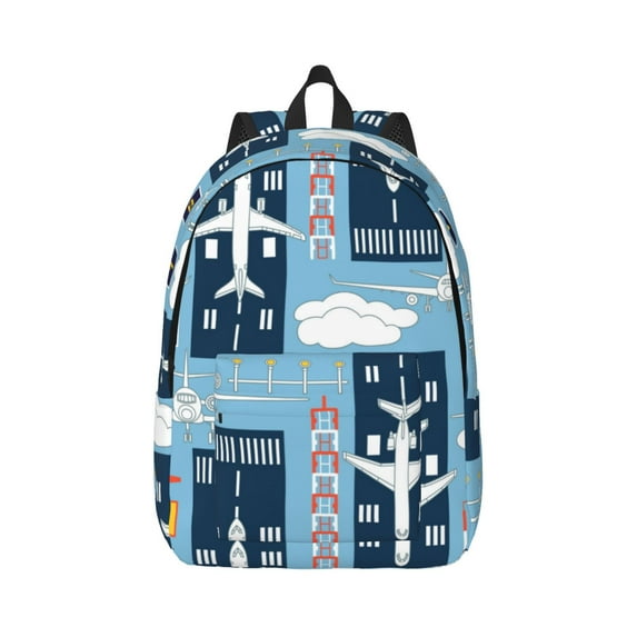 Balery Airplanes and Aviation Signs Vintage Canvas Backpack for Men and Women - Large Capacity, Durable Travel Laptop Bag for School, Work, Hiking, and Outdoor Activities