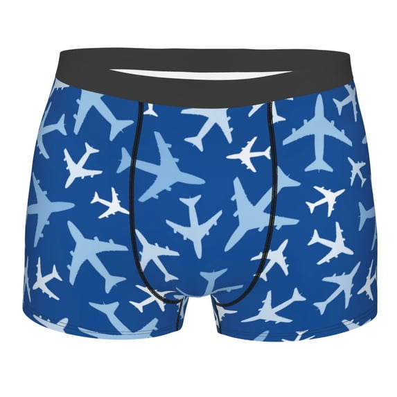 Balery Airplanes in the Sky Men's Boxer Briefs, Soft and Breathable Cotton Underwear with nylon Waistband-Large