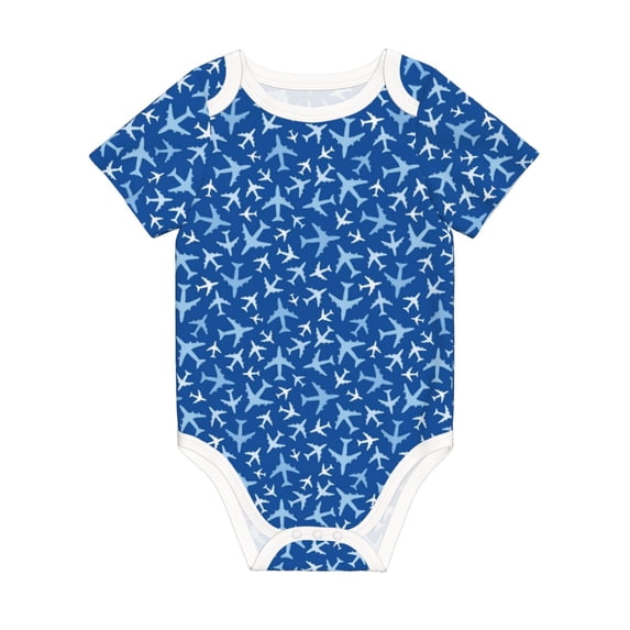 Balery Airplanes in the Sky Pattern Baby Climbing Clothes Infant Bodysuit Cute Infant Bodysuit Baby Romper-12 Months