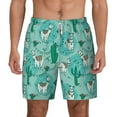 thumbnail image 1 of Balery Alapaca in Boho Mens Swim Trunks Swim Shorts for Men Quick Dry Inseam Beach Shorts with Compression Liner Pocket-3X-Large, 1 of 9