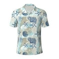 thumbnail image 1 of Balery Algae Corals and Seashells Printed Men’s Short Sleeve Polo Shirt, Midweight Men's Shirt,Golf Polo shirts -Large, 1 of 8