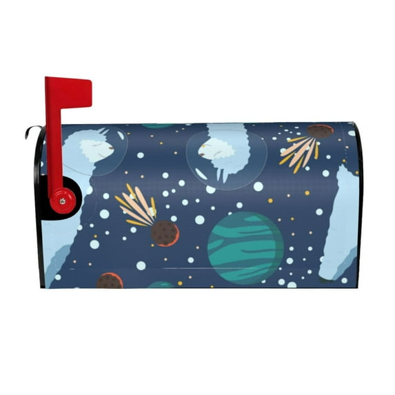 Balery Alpaca Astronaut in Space Mailbox Cover - Standard Size-25.5x21 in