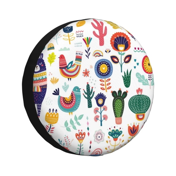 Balery Alpaca Flowertire Cover Waterproof Dust-Proof, Universal Spare Wheel Tire Cover For Trailer, Rv, Suv Truck And Vehicle Camper Accessories-17 Inch