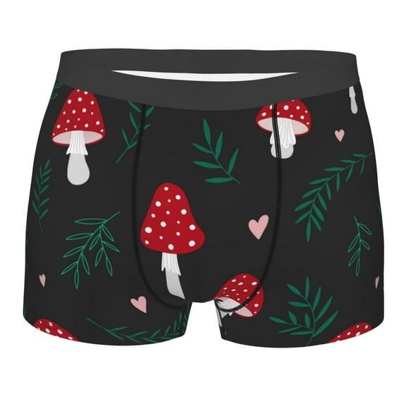Balery Amanita Mushroom Men's Boxer Briefs, Soft and Breathable Cotton Underwear with nylon Waistband-Small