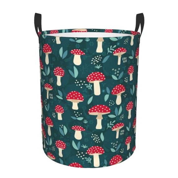 Balery Amanita Mushroom Round Laundry Basket with Handles Waterproof Freestanding Laundry Hamper for Clothes Toys in the Dorm and Family-Medium