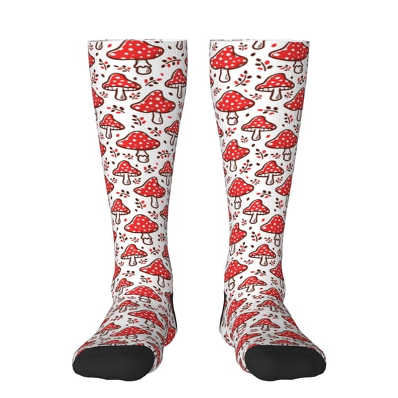 Balery Amanita Red Mushroom Printed Novelty Socks Men's Women's Crew Socks Sports Socks Knee High Socks Cotton Socks Quirky and Cool Socks