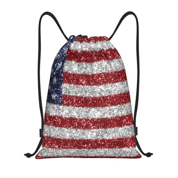 Balery America Flag Glitter Pattern Drawstring Backpack Bag Sport Gym Sackpack Cinch Bags Pattern Drawstring Backpack Bag Sport Gym Sackpack Cinch Bags -Small